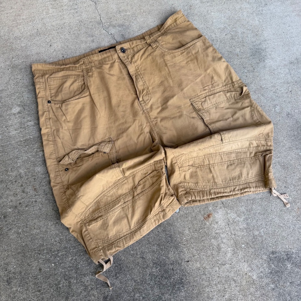 Decibel Tan Cargo Shorts Mens 40 Vintage Y2K Streetwear Baggy Oversized Workwear - Picture 2 of 7